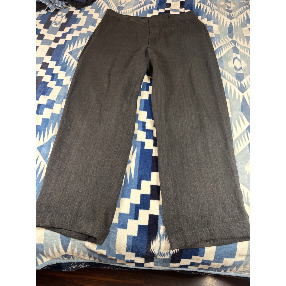 Polo Ralph Lauren Blue Label Italy Herringbone Rayon Flax Pants Grey 38R 37x29